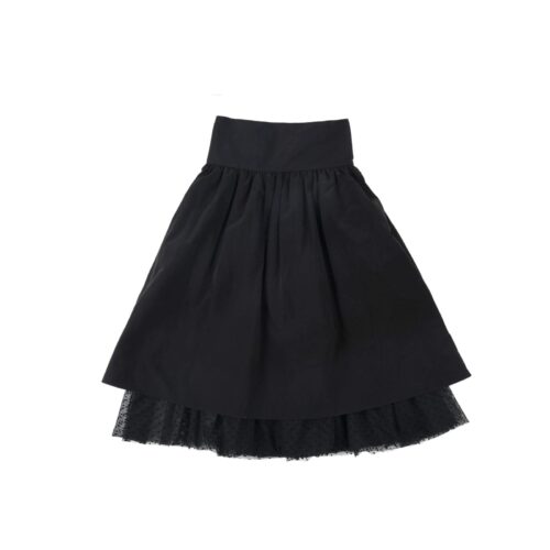 Alternative view of #8.1 Polka Dot Detailed Shirring Skirt (Black)