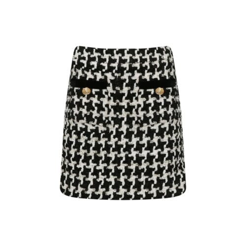 #17.1 Shiny B/W Houndstooth Tweed (Skirt)
