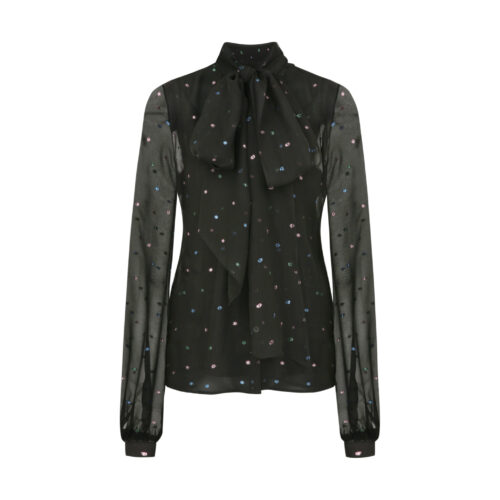 #22 Parisienne Sheer Silk Bow Blouse