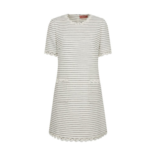 #26.1 Jane Summer Tweed Dress (B / W Stripe Tweed )
