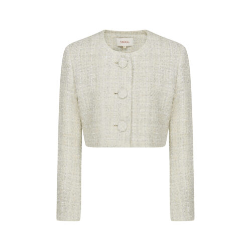 #44 Shiny White/Silver French Tweed Jacket