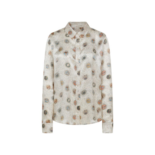 #47 Zodiac Print Silk Shirt (Cream)