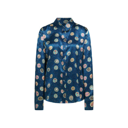 #47.1 Zodiac Print Silk Shirt (Navy)