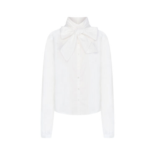 #58 Victoria Cotton Bow Blouse (Pearl White)