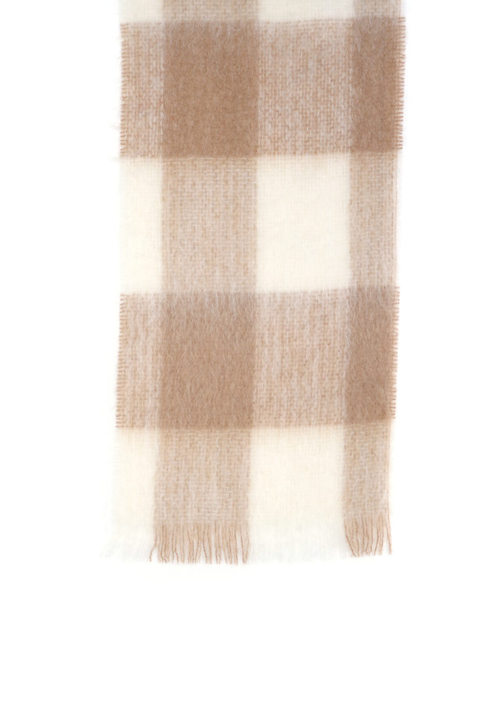 #60 Luxury British Mohair Scarf (Beige Check)