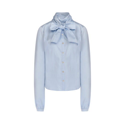 #58.1 Victoria Cotton Bow Blouse (Sky Blue)