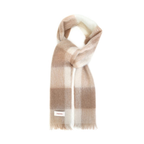 #60 Luxury British Mohair Scarf (Beige Check)