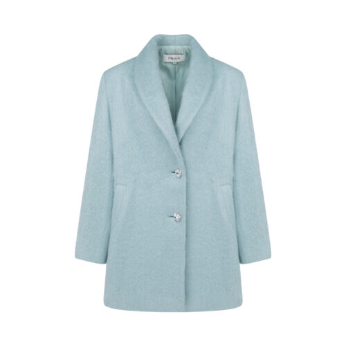 #61 Luxury British Shawl Collar Mohair Coat (Grey Blue)