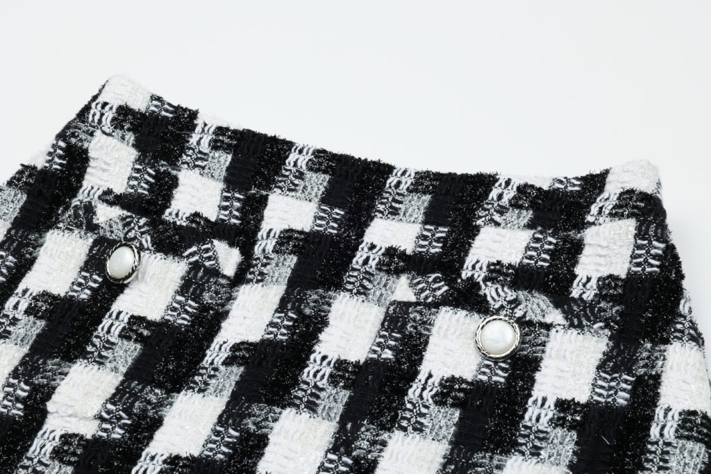 #67.1 Shiny Check Tweed Skirt (Set 5% Off)