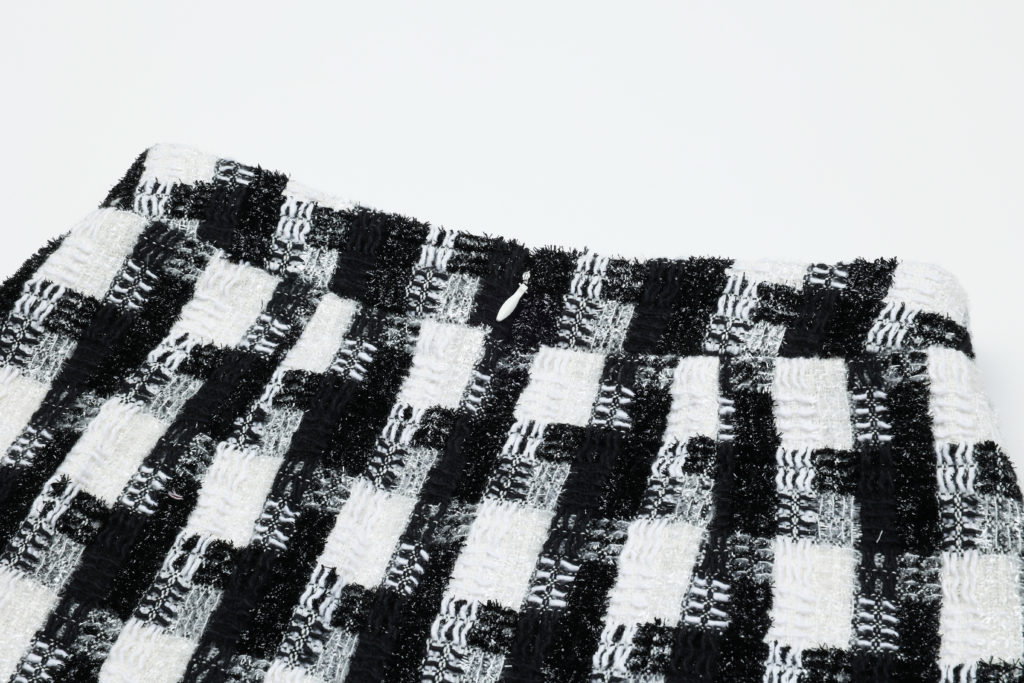 #67.1 Shiny Check Tweed Skirt (Set 5% Off)