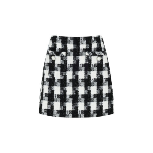 #67.1 Shiny Check Tweed Skirt (Set 5% Off)