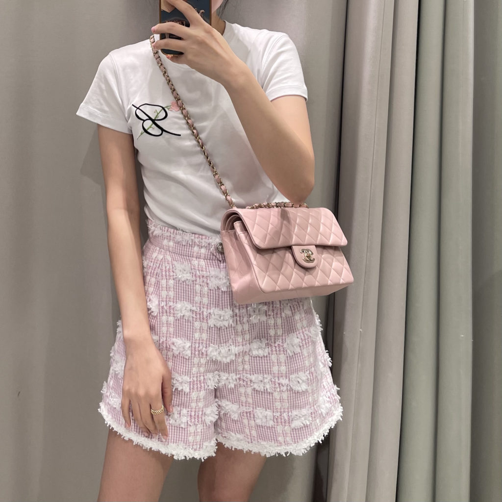 #72.1 Pink Houndstooth Sailor Tweed Shorts ( Set-Up 5% Off)