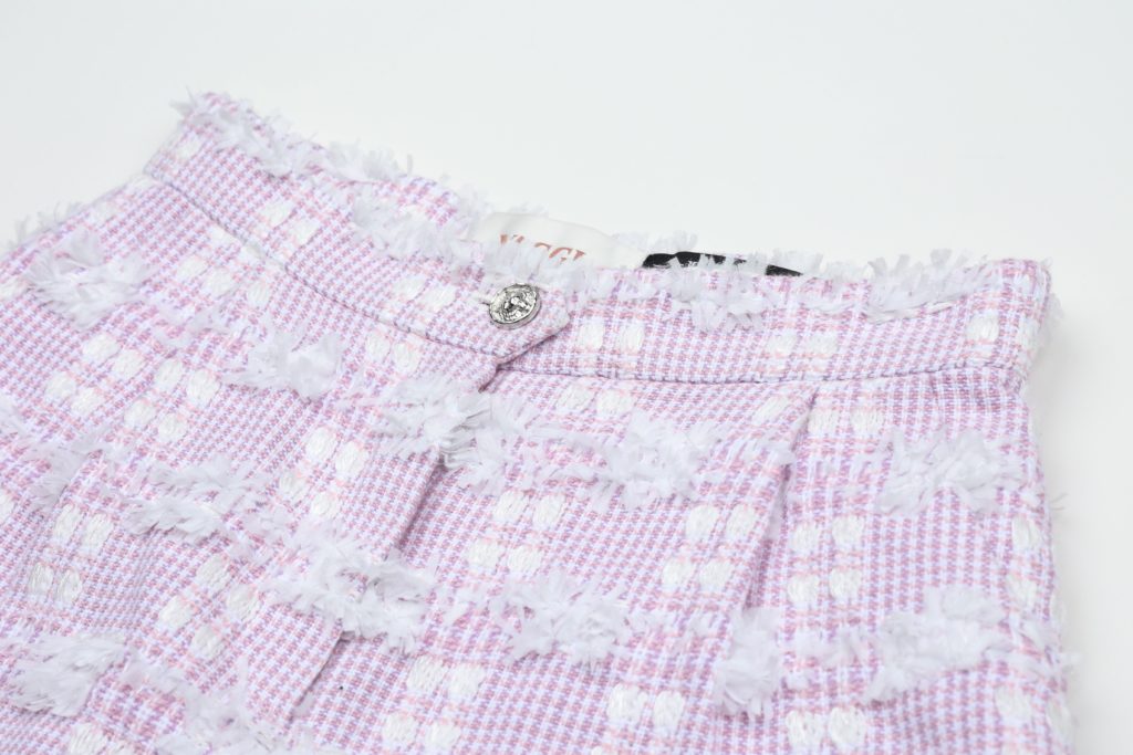 #72.1 Pink Houndstooth Sailor Tweed Shorts ( Set-Up 5% Off)
