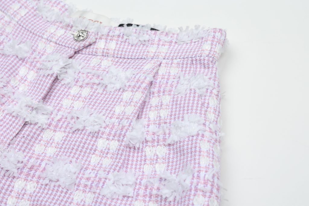 #72.1 Pink Houndstooth Sailor Tweed Shorts ( Set-Up 5% Off)