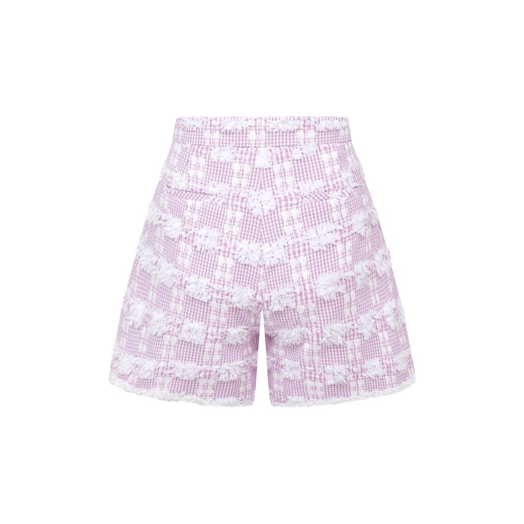 #72.1 Pink Houndstooth Sailor Tweed Shorts ( Set-Up 5% Off)
