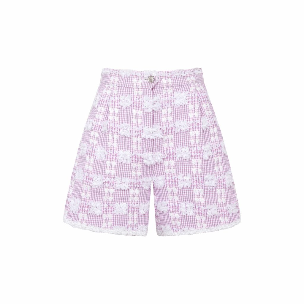 #72.1 Pink Houndstooth Sailor Tweed Shorts ( Set-Up 5% Off)