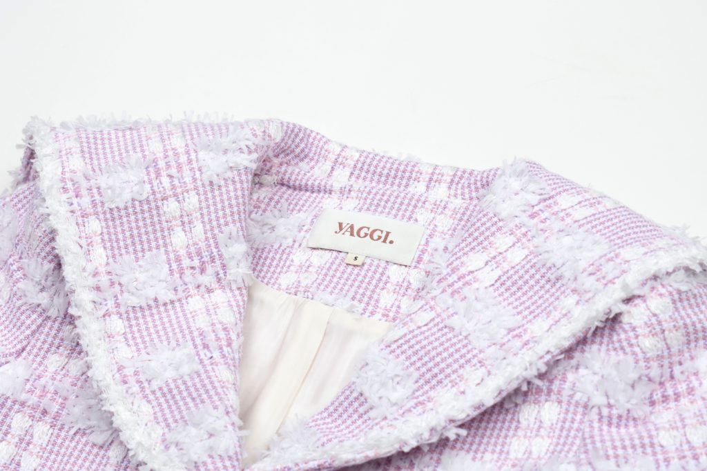 #72 Pink Houndstooth Sailor Tweed Jacket ( Set-Up 5% Off)