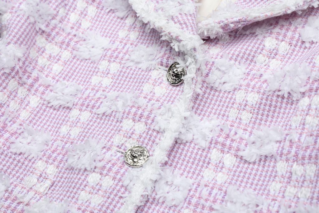 #72 Pink Houndstooth Sailor Tweed Jacket ( Set-Up 5% Off)