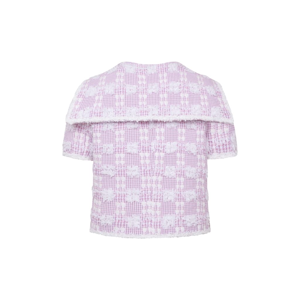 #72 Pink Houndstooth Sailor Tweed Jacket ( Set-Up 5% Off)