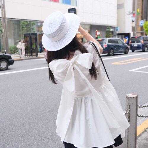#74. Back Bow Air Blouse (White)
