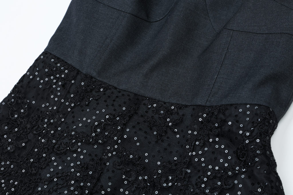 #77.1 Black Sequin Lace Couture Dress (+5cm)