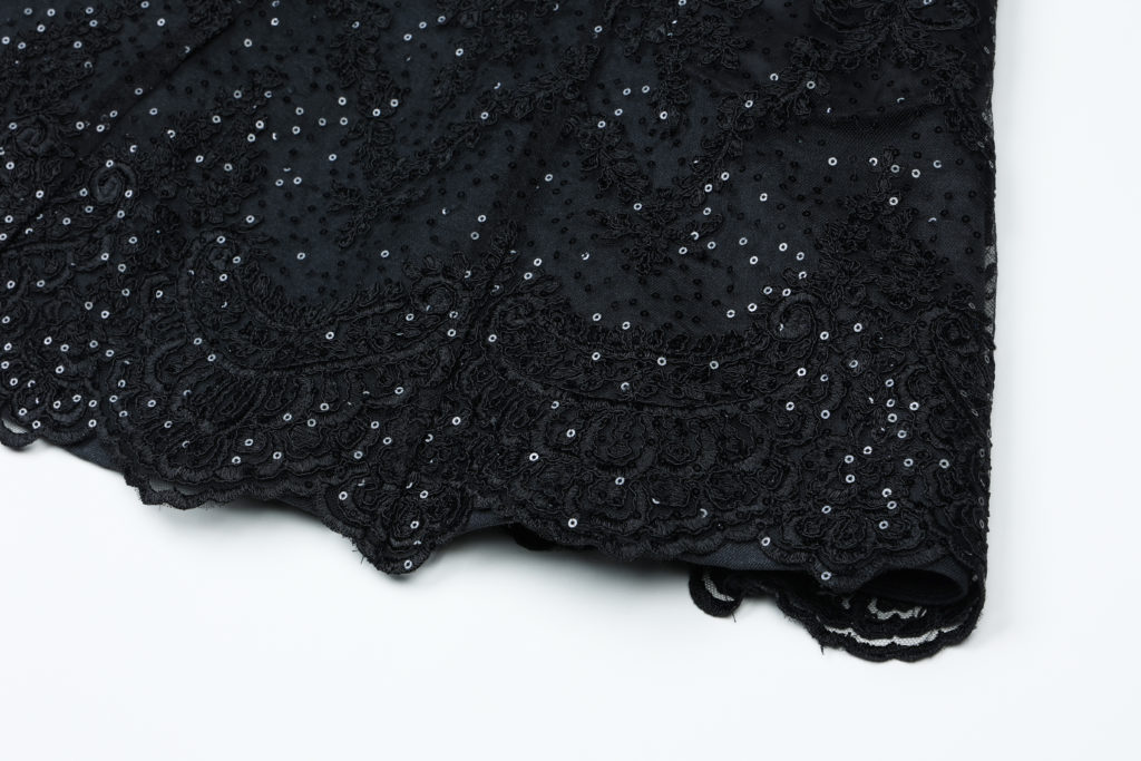 #77.1 Black Sequin Lace Couture Dress (+5cm)