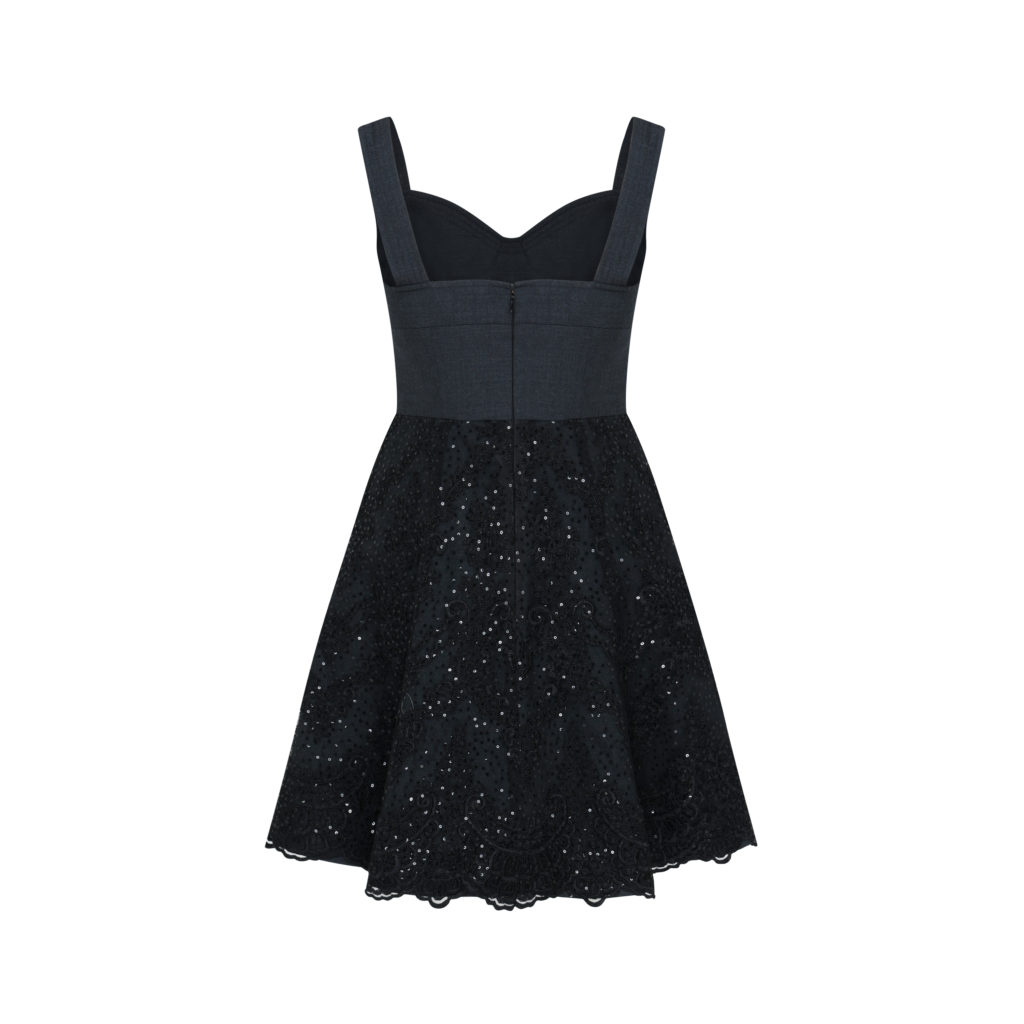 #77.1 Black Sequin Lace Couture Dress (+5cm)