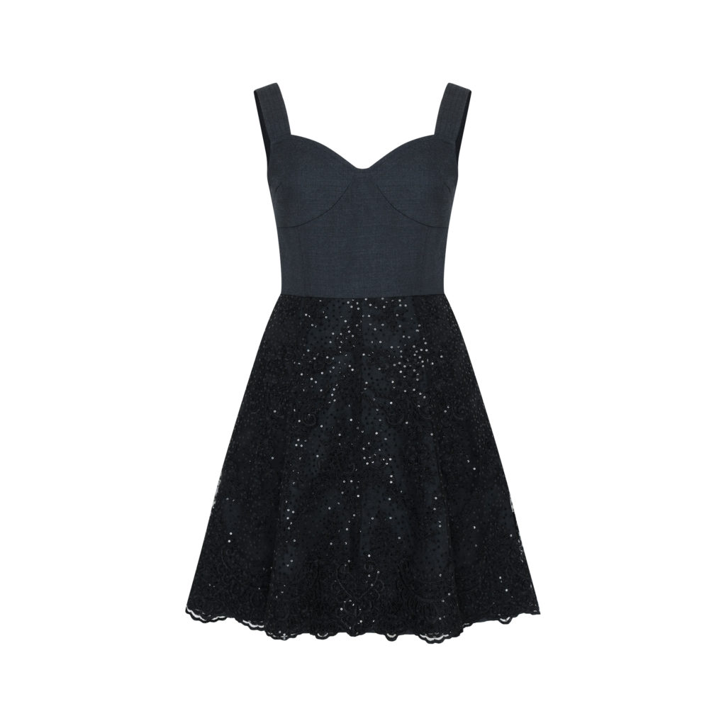 #77.1 Black Sequin Lace Couture Dress (+5cm)