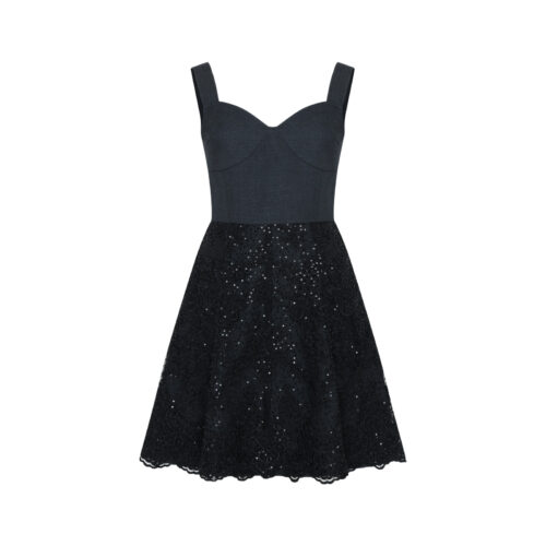 #77.1 Black Sequin Lace Couture Dress (+5cm)