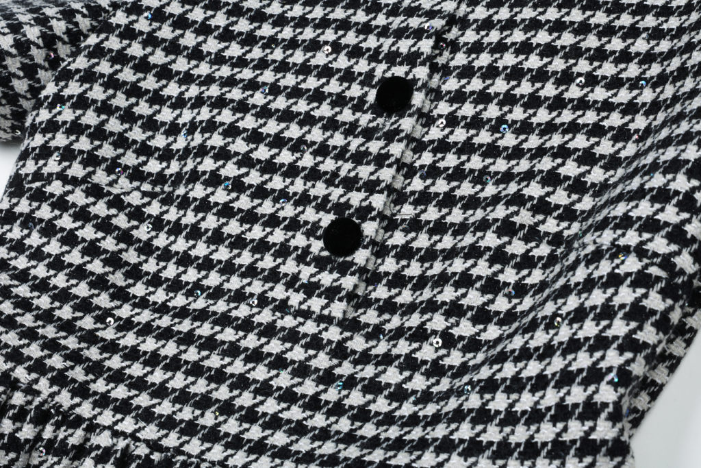 #81.1 Sparkly Houndstooth Volume Dress (+10cm)