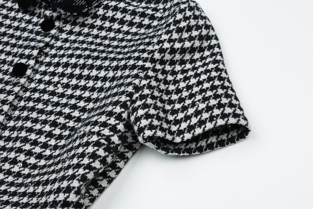 #81.1 Sparkly Houndstooth Volume Dress (+10cm)