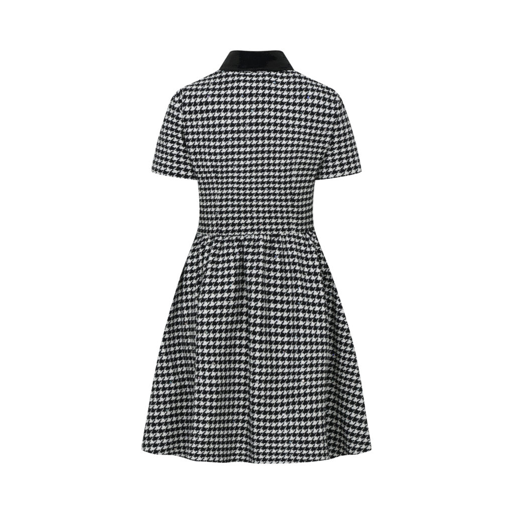 #81.1 Sparkly Houndstooth Volume Dress (+10cm)