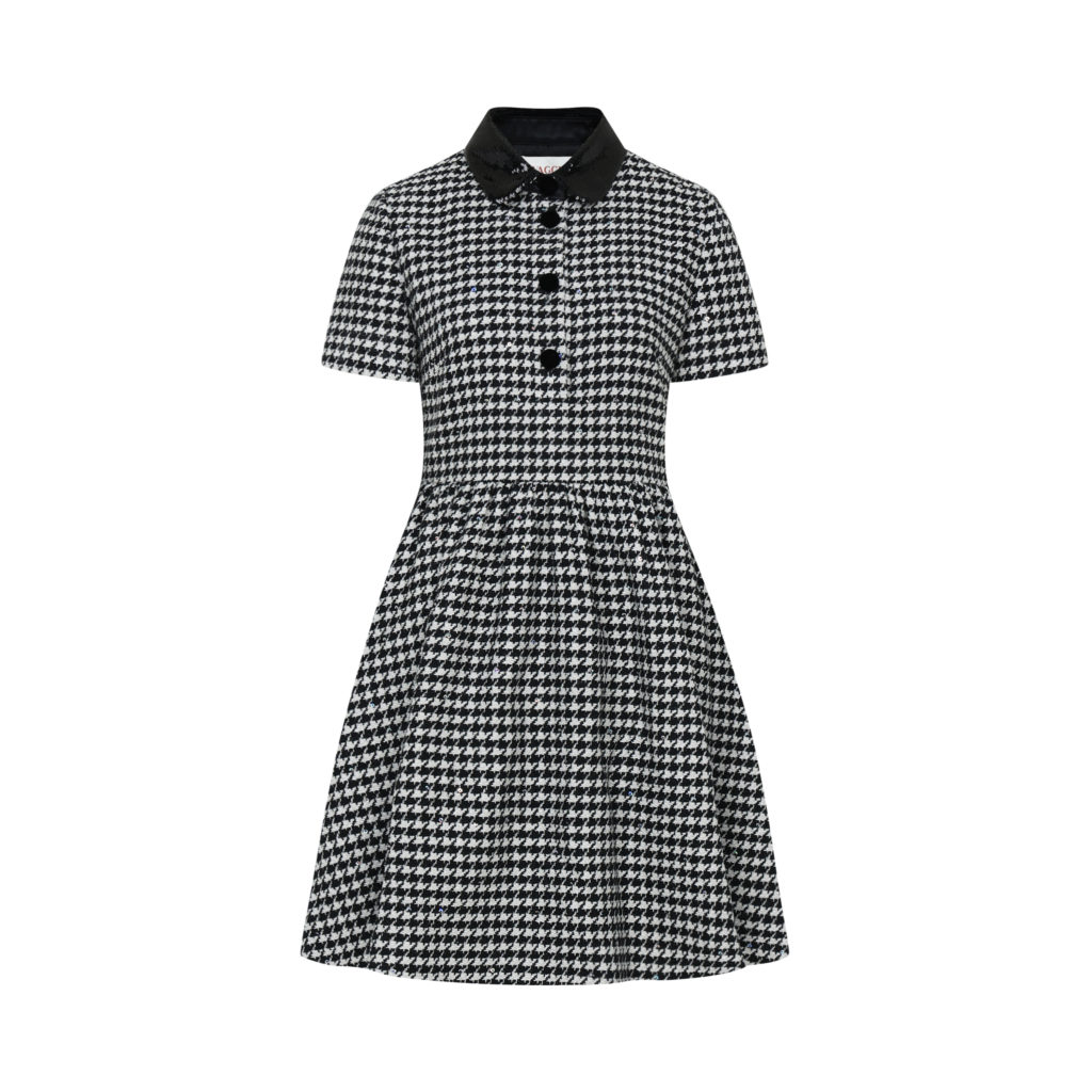 #81.1 Sparkly Houndstooth Volume Dress (+10cm)
