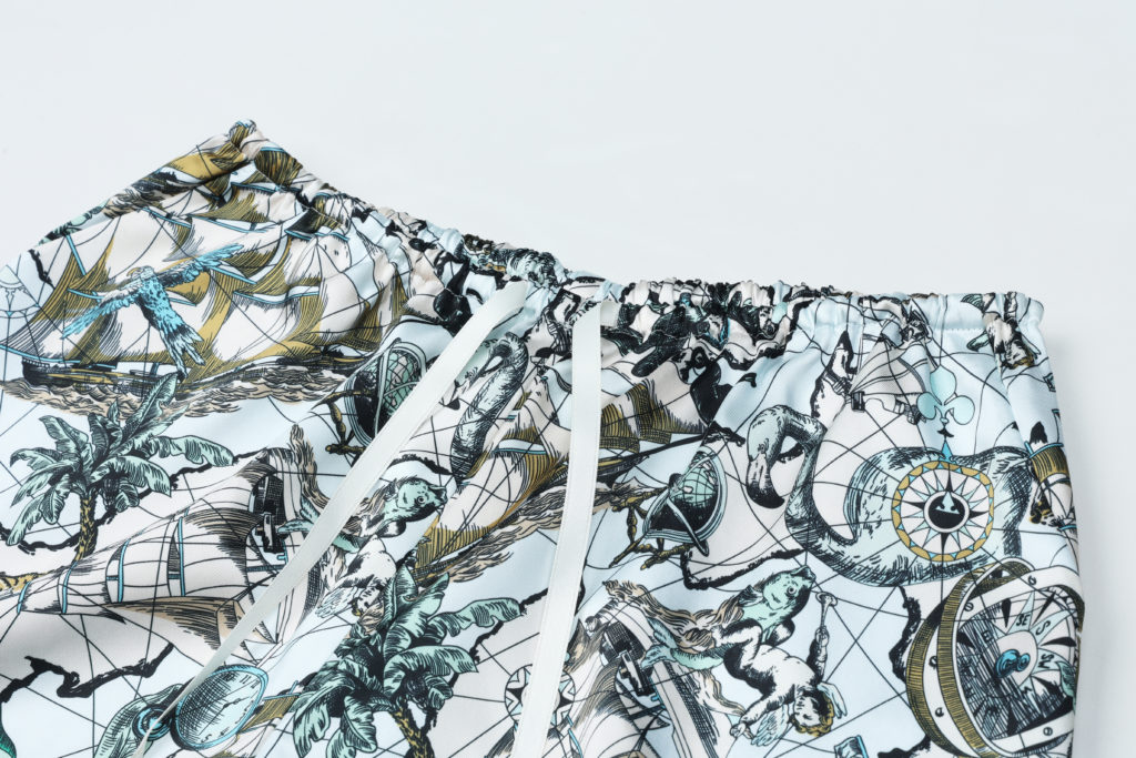 #86 Printed Satin Silk Trousers (바로배송)