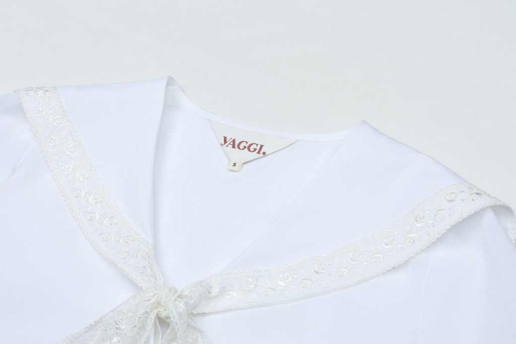 #88 Lace Detailed Sailor Collar Blouse