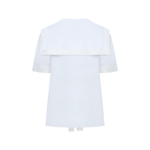 Alternative view of #123 Lace Detailed Sailor Collar Blouse (White)