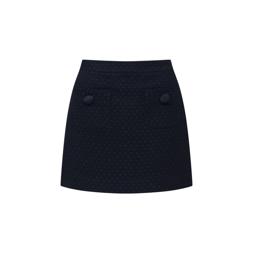 #87.1 French Gold Dot Jacquard Skirt