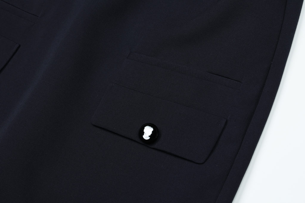 #91.1 Lady Camellia Button Dress (Dark Navy)