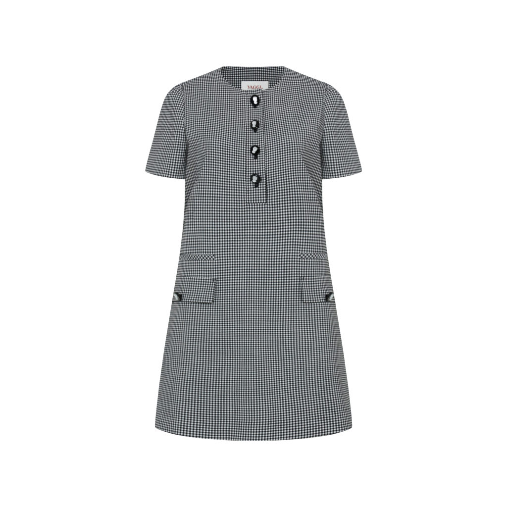 #91 Lady Camellia Button Dress (Check)