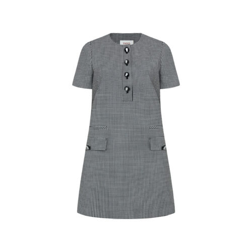 #91 Lady Camellia Button Dress (Check)