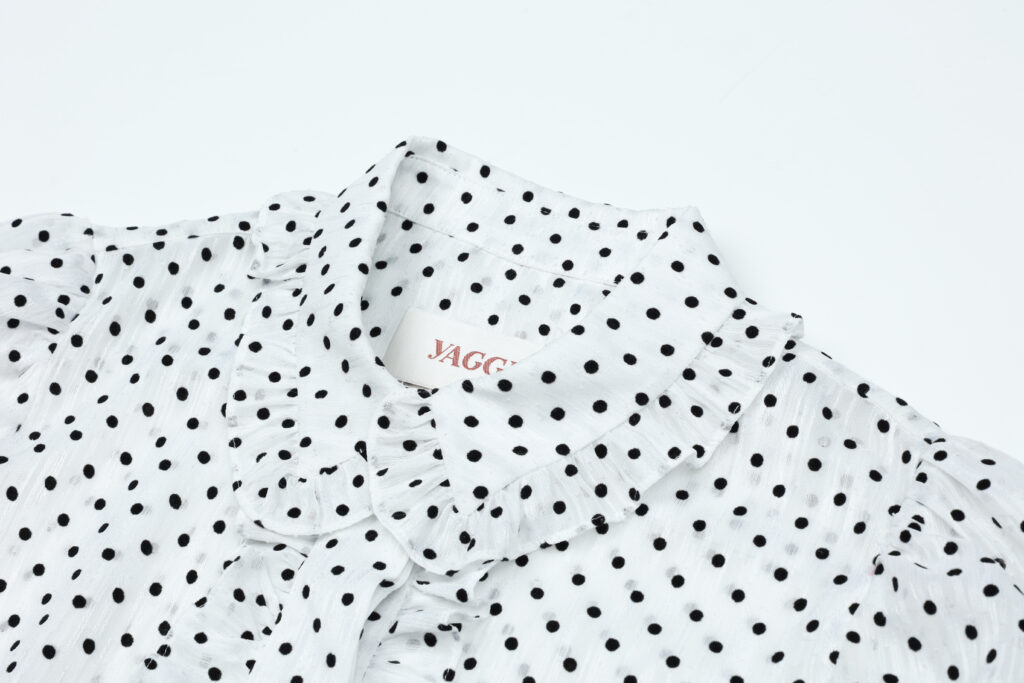 #93.1 Polka Dot Chiffon Blouse ( White )