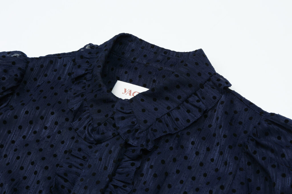 #93.2 Polka Dot Chiffon Blouse ( Navy )