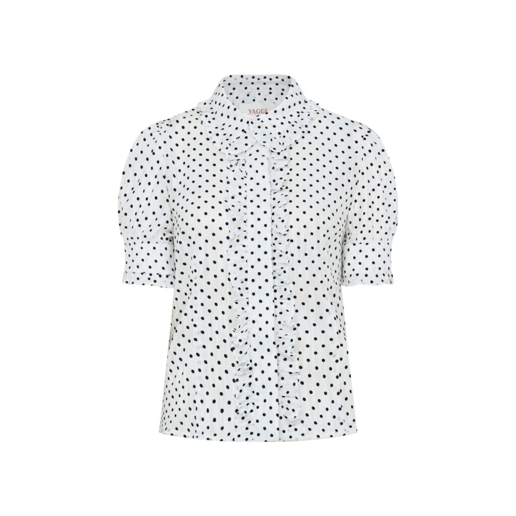 #93.1 Polka Dot Chiffon Blouse ( White )