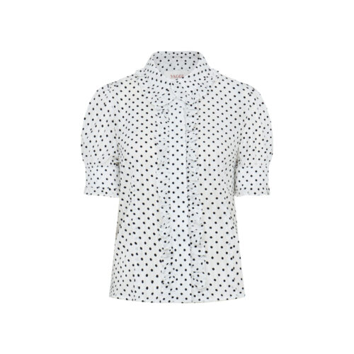 #93.1 Polka Dot Chiffon Blouse ( White )