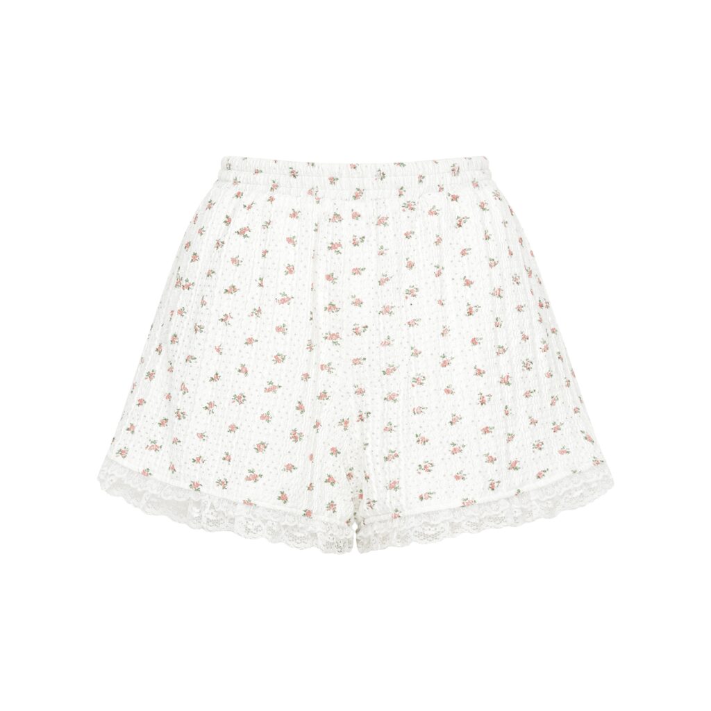 #94.2 Lace Trim Floral Shorts