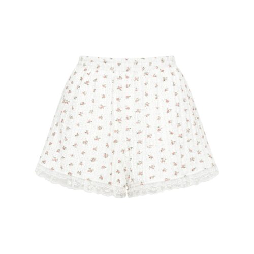 #94.2 Lace Trim Floral Shorts