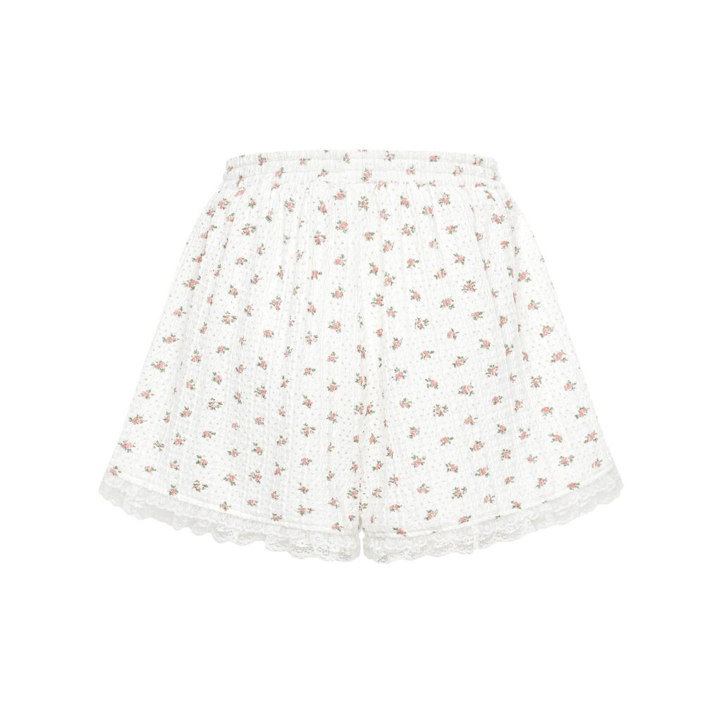 #94.2 Lace Trim Floral Shorts