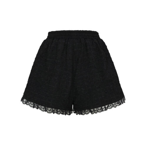 Alternative view of #94 Lace Trim Jacquard Shorts (Black)