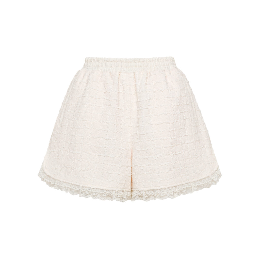 #94.1 Lace Trim Jacquard Shorts (Pinky Ivory)