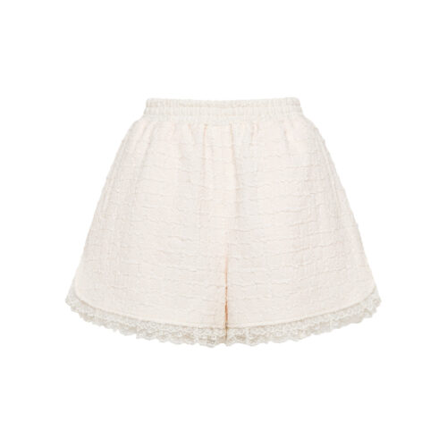 #94.1 Lace Trim Jacquard Shorts (Pinky Ivory)